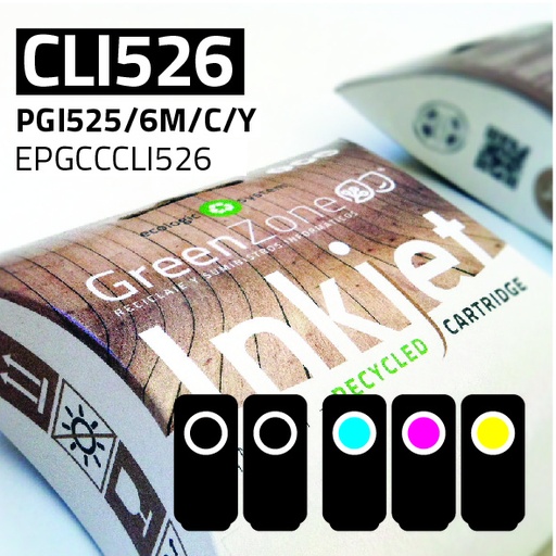 [EPGCCCLI526] Economy Pack Green Zone para  Canon PGI525/6 (Bk(2Und.)+ C/M/Y+ Papel A6)