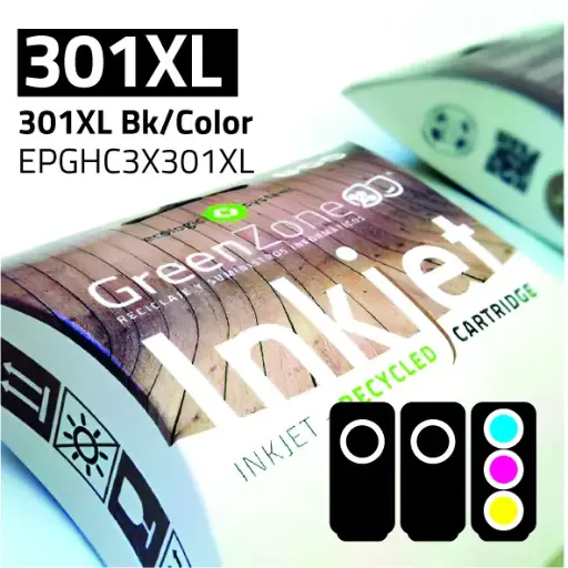 [EPGHC3X301XL] Economy Pack Green Zone para  HP 301XL Bk (2 Und) + 301XL Color + REGALO Papel Photo A6