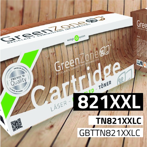 [GBTTN821XXLC] Green Zone para Brother TN821XXLC Kit Toner Cian (12.000 Copias)