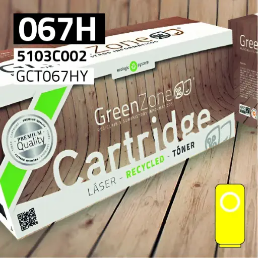 [GCT067HY] Green Zone para Canon (067H) 5103C002 Amarillo (2.350 Copias)