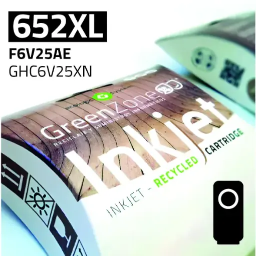 [GHC6V25XN] Green Zone para HP F6V25AE (652XL) Negro (20 ml)