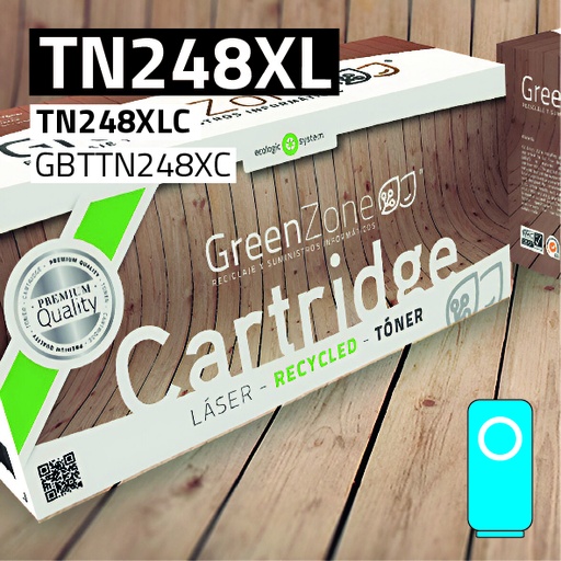 [GBTTN248XC] Green Zone para Brother TN248XLC Kit Toner Cian (2.300 Copias)