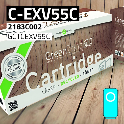 [GCTCEXV55C] Green Zone para Canon (C-EXV55) 2183C002 Kit Toner Cian (18.000 Copias) Polimerizado