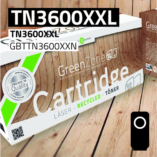 [GBTTN3600XXN] Green Zone para Brother TN3600XXL Kit Toner Negro (11.000 Copias)